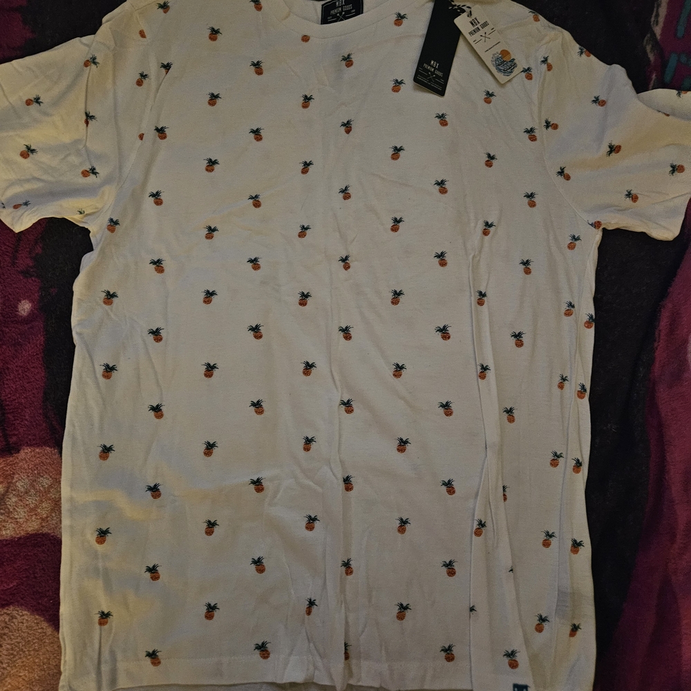 White Pineapple Print Shirt